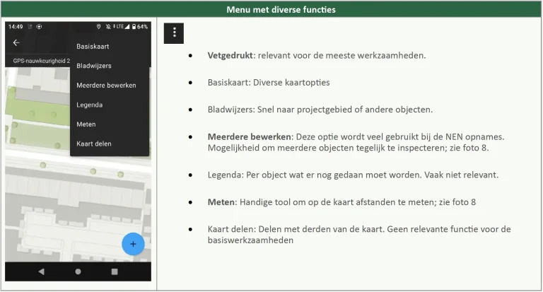 Menu diverse functies